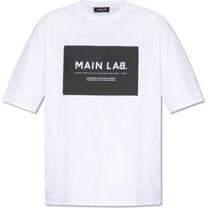 Balmain T-shirt met patch , White , Heren , Maat: L
