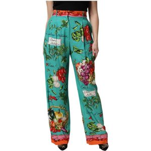 Dolce & Gabbana - Veelkleurige Broeken - Zijde - High-Waisted - Gemaakt in Italië