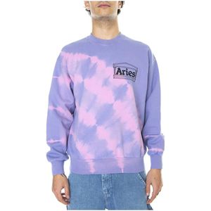 Aries, Heren, Sweatshirts & Hoodies, Paars, Maat: M Katoen,