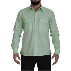 Dolce & Gabbana, Heren, Overhemden, Groen, Maat: 2XL Katoen,