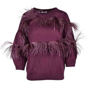 Brunello Cucinelli, Dames, Truien, Paars, Maat: M Katoen,