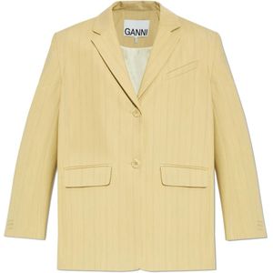 Ganni Gestreept patroon blazer , Beige , Dames , Maat: XS