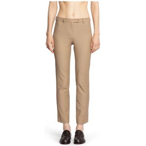 Max Mara, Dames, Broeken, Beige, Maat: 3XS Katoen,