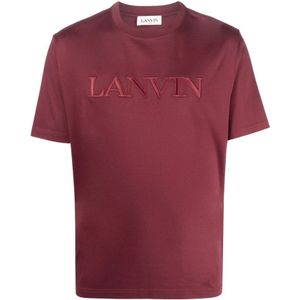 Lanvin Bordeaux Geborduurd Tee-Shirt Parijs , Red , Heren , Maat: S