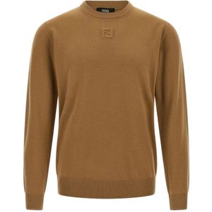 Fendi, Heren, Truien, Bruin, Maat: S Wol,