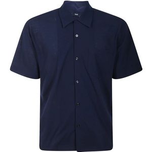 Herno, Heren, Overhemden, Blauw, Maat: S Katoen,