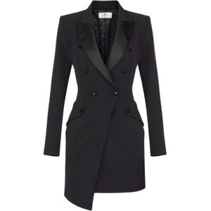 Elisabetta Franchi, Dames, Jurken, Zwart, Maat: M Poliester,