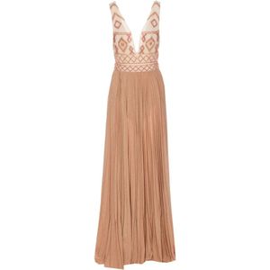 Elisabetta Franchi, Dames, Jurken, Beige, Maat: L