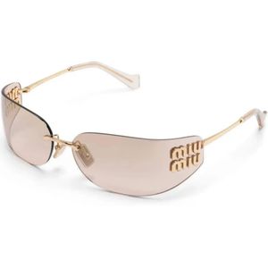 Miu Miu - MU A51S - Zonnebril - Geel - Randloos Rechthoekig Silhouet