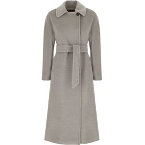Max Mara Studio, Dames, Mantels, Grijs, Maat: S Wol,
