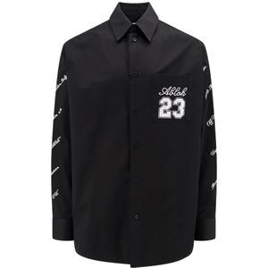 Off White, Heren, Overhemden, Zwart, Maat: L Katoen,