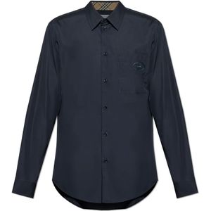 Burberry, Heren, Overhemden, Blauw, Maat: L Katoen,