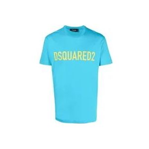 Dsquared2 Italiaans Katoenen Designer T-shirt voor Mannen , Blue , Heren , Maat: 2XL