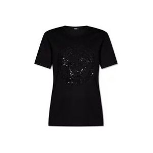 Versace T-shirt met logo , Black , Dames , Maat: 3XS