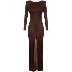 Elisabetta Franchi, Dames, Jurken, Bruin, Maat: M