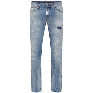Philipp Plein, Heren, Jeans, Blauw, Maat: W32 Denim,