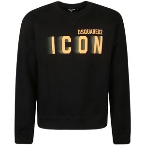 Dsquared2, Heren, Sweatshirts & Hoodies, Zwart, Maat: S Katoen,