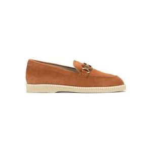 Hogan Suede Moccasin in Cuoio Kleur , Brown , Dames , Maat: 36 EU