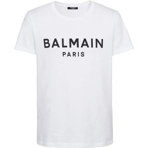 Balmain Gedrukt Paris T-shirt met korte mouwen , White , Heren , Maat: S