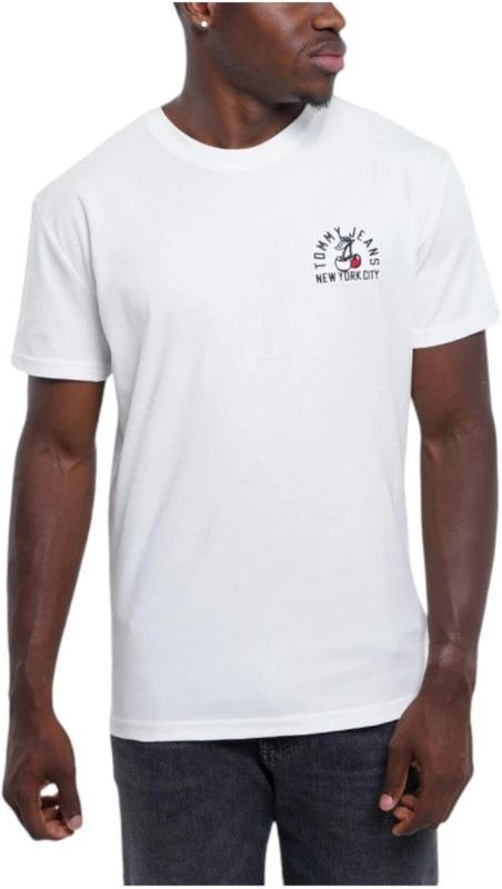 Tommy Jeans - Shirt - Vuurrood - Ronde Hals - Kwartmouw