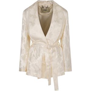 Fendi, Dames, Jassen, Wit, Maat: M Zijde,