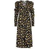 Fabienne Chapot - Vera Jurk - Veelkleurig - Midi-jurk - Geplooide Pofmouwen