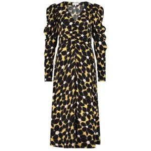 Fabienne Chapot - Vera Jurk - Veelkleurig - Midi-jurk - Geplooide Pofmouwen