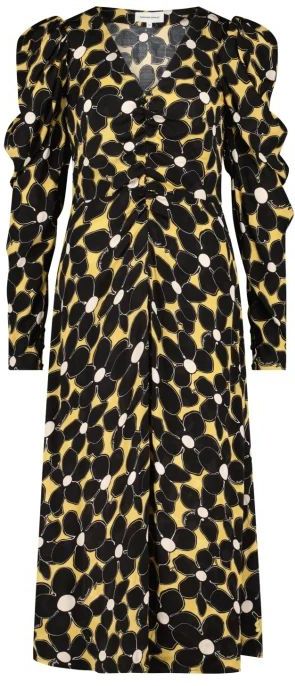 Fabienne Chapot - Vera Jurk - Veelkleurig - Midi-jurk - Geplooide Pofmouwen
