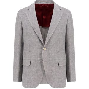 Brunello Cucinelli, Heren, Jassen, Grijs, Maat: M Linnen,
