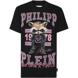 Philipp Plein, Heren, Tops, Zwart, Maat: XS Katoen,