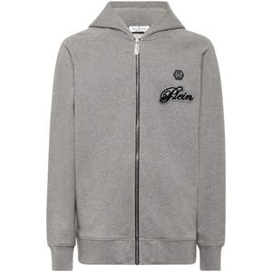 Philipp Plein, Heren, Sweatshirts & Hoodies, Grijs, Maat: L Katoen,