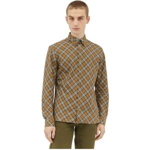 Burberry, Heren, Overhemden, Bruin, Maat: 2XL Katoen,