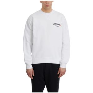 Dsquared2 Katoenen Crewneck Sweatshirt , White , Heren , Maat: S