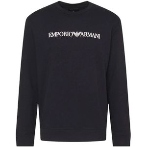 Emporio Armani, Heren, Sweatshirts & Hoodies, Blauw, Maat: M Katoen,