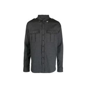 Dsquared2 Grijze Wol Overhemd met Ster Studs , Gray , Heren , Maat: XL