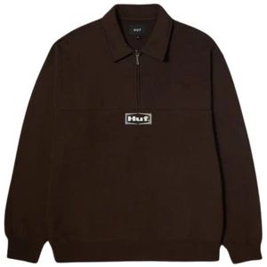 Huf - Quarter Zip Fleece Sweatshirt - Bruin - Heren