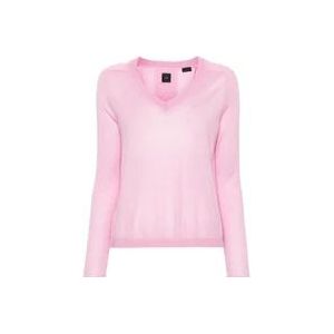 Pinko Roze Kasjmier V-Hals Trui , Pink , Dames , Maat: M