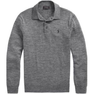 POLO RALPH LAUREN - Trui - Mêleegrijs - Merinoswol - Knoopsluiting