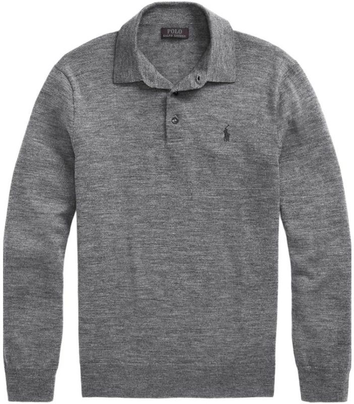 POLO RALPH LAUREN - Trui - Mêleegrijs - Merinoswol - Knoopsluiting