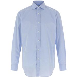Brioni, Heren, Overhemden, Blauw, Maat: 4XL Katoen,