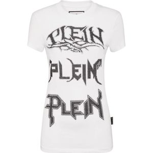 Philipp Plein, Dames, Tops, Wit, Maat: S Katoen,