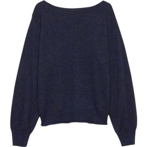 Zeagoo Damestrui, gebreid, voor dames, UK, ronde hals, lange mouwen, stretch, truien, sweatshirts, topjes met pofmouwen, herfst, winter, Koffie, M