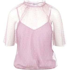 RED Valentino, Dames, Blouses & Shirts, Roze, Maat: M Tulle,