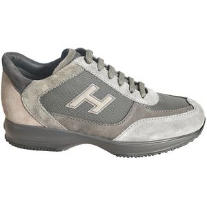 Hogan Grijze Suède en Technische Stof Sneakers , Gray , Heren , Maat: 40 1/2 EU