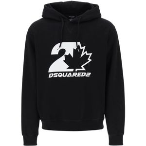 Dsquared2, Heren, Sweatshirts & Hoodies, Zwart, Maat: L Katoen,