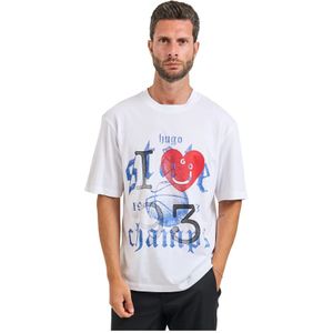 Hugo, Heren, Tops, Wit, Maat: M Katoen,