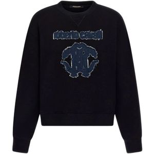 Roberto Cavalli, Dames, Sweatshirts & Hoodies, Zwart, Maat: XS Katoen,