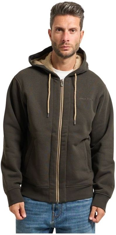 Armani Exchange - Bruine Sweater - Heren - Katoen - Met Fullzip Sluiting