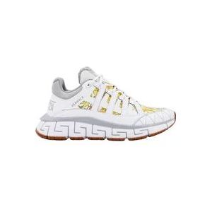 Versace Witte Leren Sneakers , White , Heren , Maat: 40 1/2 EU