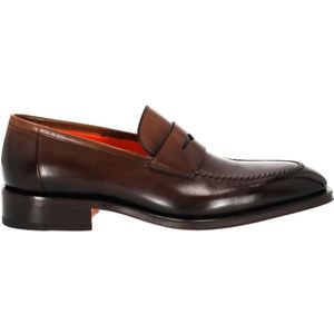 Santoni Bruine leren mocassin schoenen , Brown , Heren , Maat: 43 EU